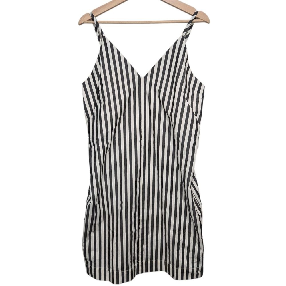 Everlane Black and White Striped Slip Dress